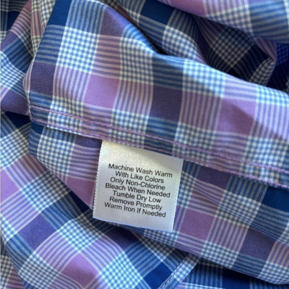 Jos. A. Bank Traveler Purple/Blue Plaid Long Sleeve Button Down Shirt Slim XXL - Picture 6 of 11